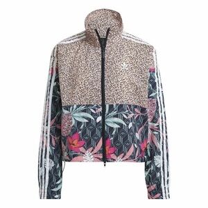 adidas Mixed Floral and Leopard Print Women’s Jacket - Pink, Beige, Black Sz S